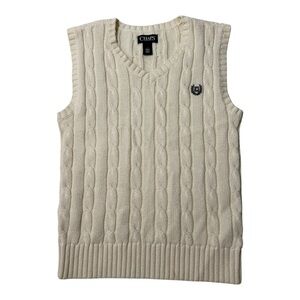 Chaps Cable Knit Sweater Vest Kids Size 7 Cream Preppy V Neck